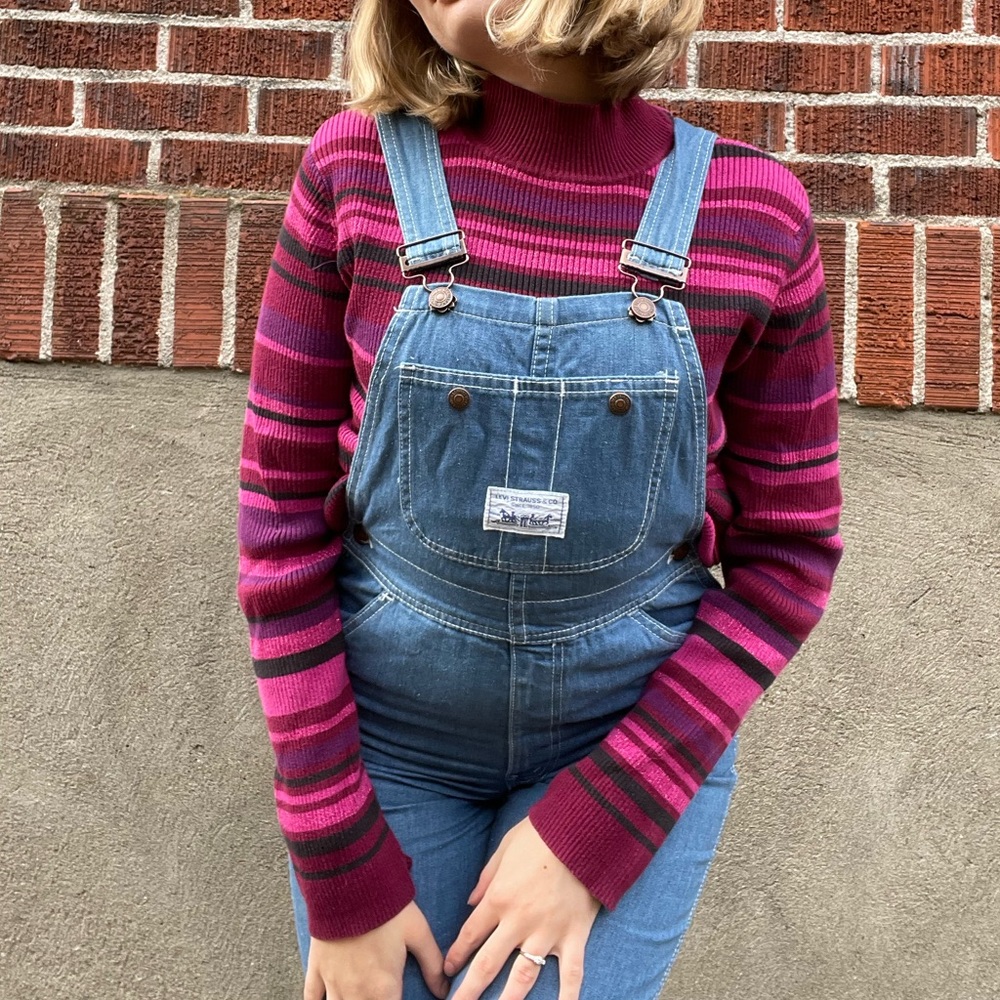 Vintage Striped Glittery Turtleneck